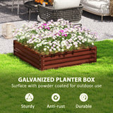 Outsunny Galvanized Raised Garden Bed, 4' x 4' x 1' Metal Planter Box, for Growing Vegetables, Flowers, Herbs, Succulents, Natural Wood Outsunny