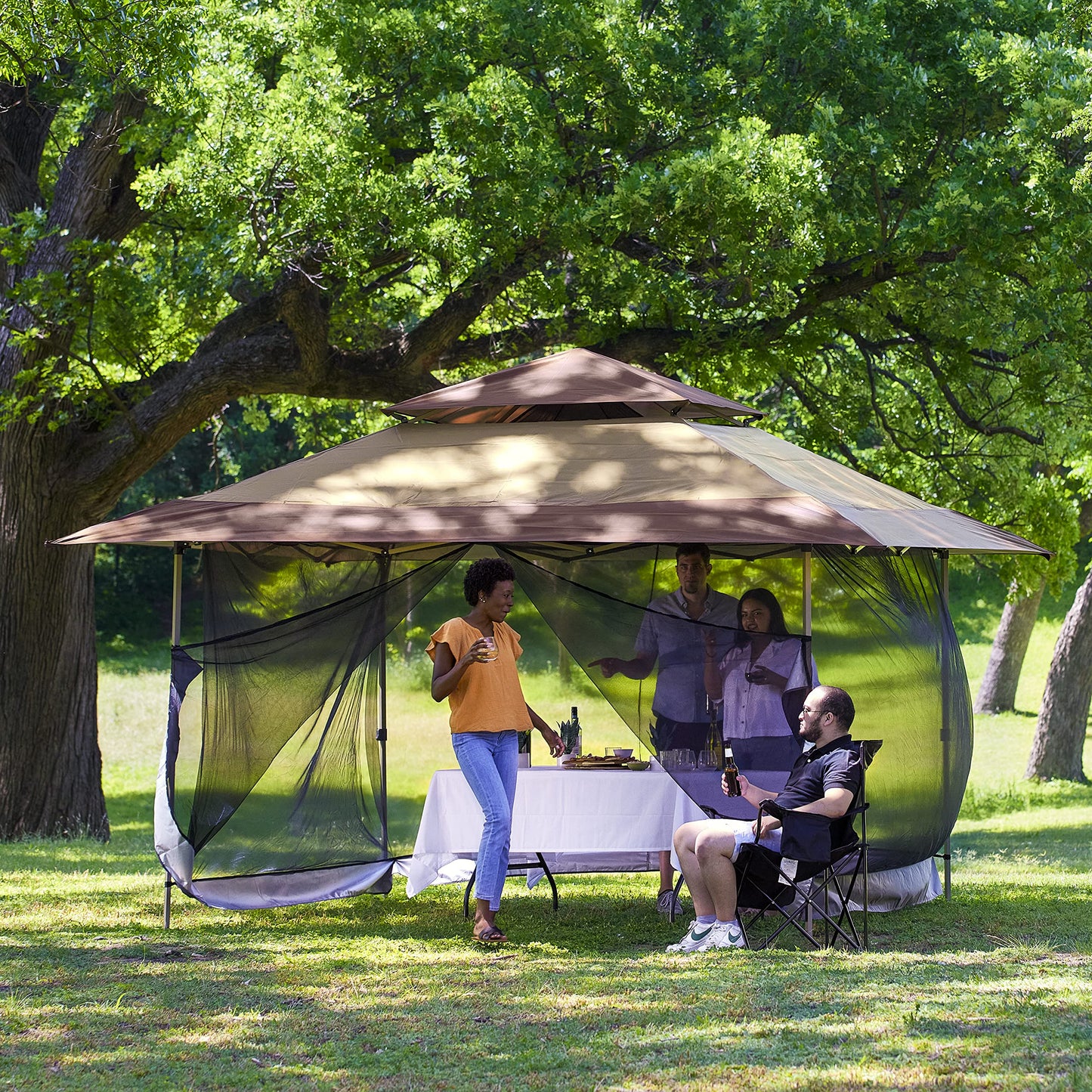 Z-Shade 10' x 10' Screenroom Shade Protectant Attachment for 13' x 13' Outdoor Shelter Tent Gazebos, Accessory Only, Black