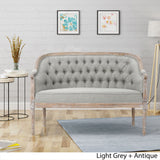 Christopher Knight Home Faye Traditional Fabric Tufted Upholstered Loveseat, Light Gray, Antique Christopher Knight Home