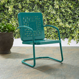 Crosley Furniture Bates 2-Piece Outdoor Chair Set, Retro Metal Patio Chairs for Dining, Porch, Deck, Balcony, Turquoise Gloss Crosley Furniture