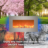 Electric Fireplace - 30 Inch Wall Mounted Fireplace - 13 Backlight Colors and Remote Controlled LED Flames, Heat, and Brightness by Northwest (Silver) Northwest
