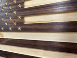 Carved American Flag Hidden Gun Storage Safe - American Flag Concealed Gun Storage Cabinet by Bellewood Designs (Red Mahogany) Bellewood Designs