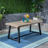 Christopher Knight Home Toby Outdoor Acacia Wood Dining Table, Sandblast Gray Finish and Black Christopher Knight Home
