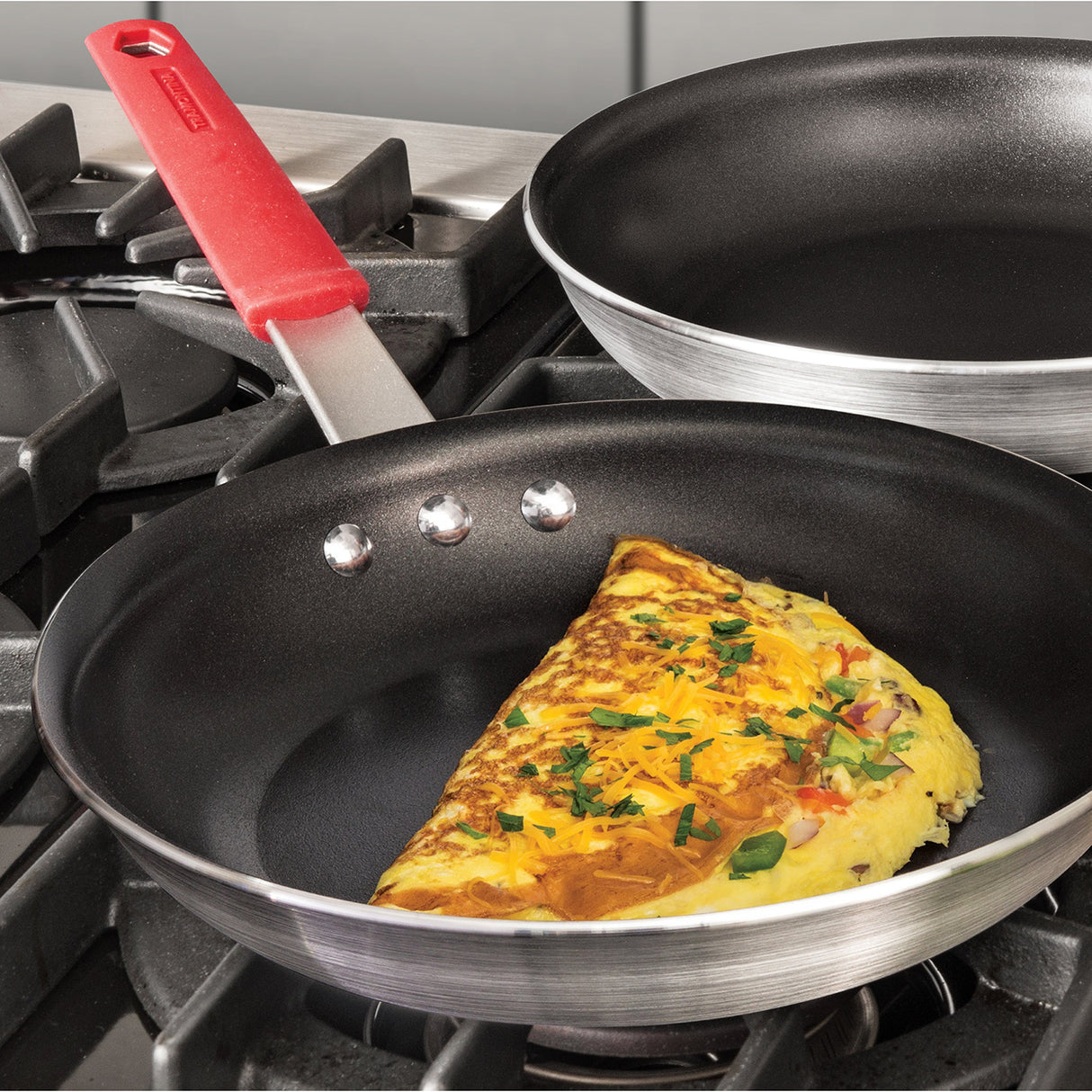 Tramontina Professional 10-Inch Non Stick Frying Pan, Heavy-Gauge Aluminum Skillet with Reinforced Nonstick Coating, Red Handle, Dishwasher and Oven Safe Tramontina