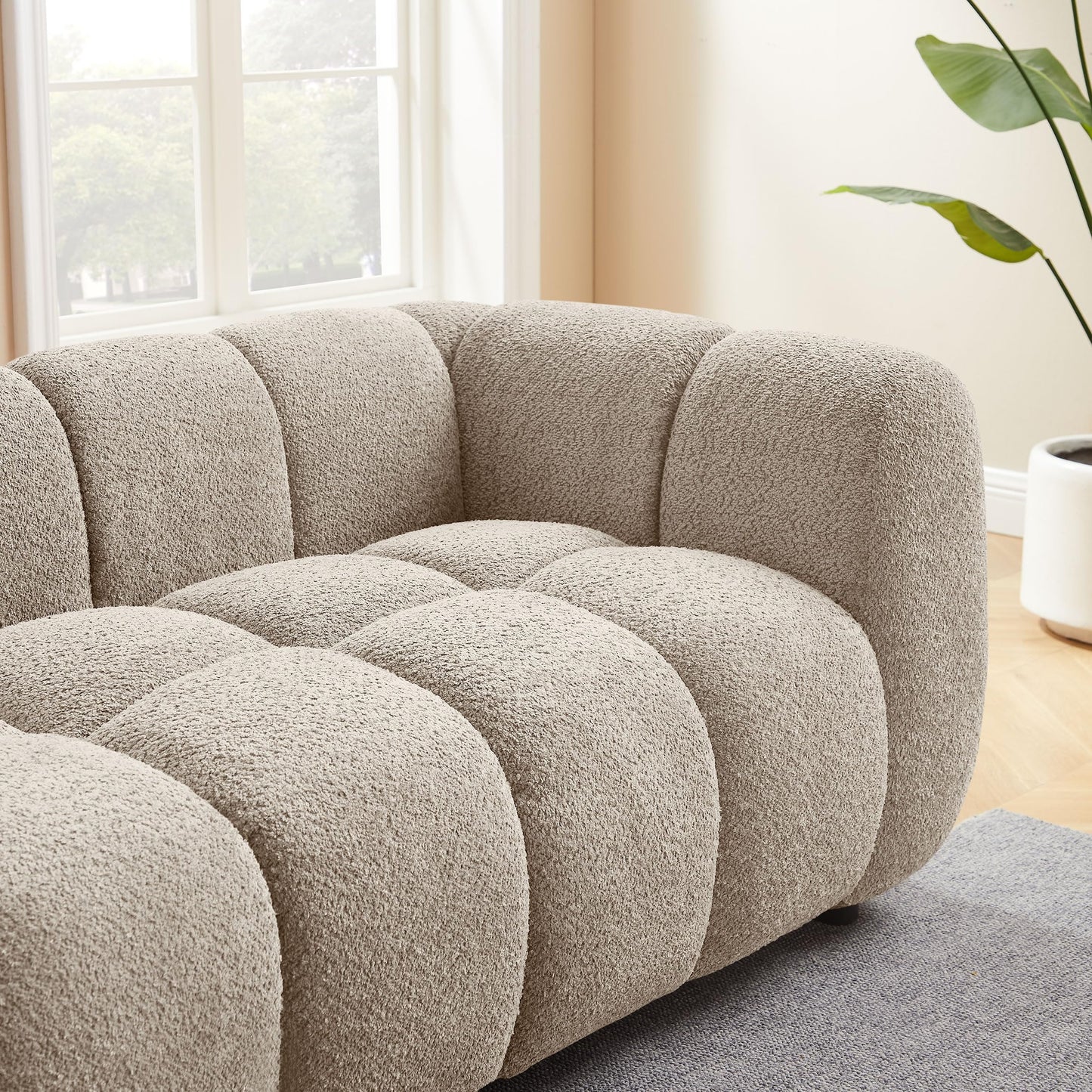 VANOMi 89" Oversized Boucle Sofa Couch, Modern Upholstered Tufted Cloud Couch, Deep Seat Boucle Sofa,Cozy Modern 3 Seater Couch for Living Room, Bedroom, Apartment