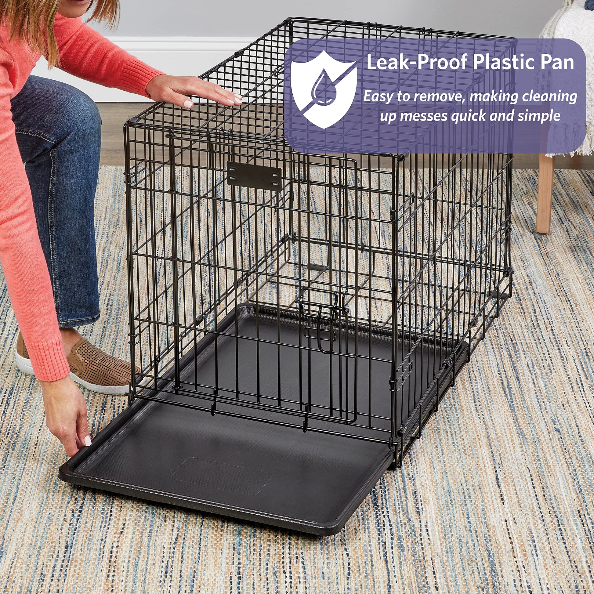 MidWest Homes for Pets Newly Enhanced Single Door iCrate Dog Crate, Includes Leak-Proof Pan, Floor Protecting Feet, Divider Panel & New Patented Features - WoodArtSupply