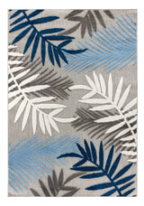 Rugshop Blue Palm Frond Indoor/Outdoor Area Rug Non-Shedding Easy Cleaning for Patio, Deck and Living Room, 5' x 7' Rugshop