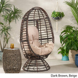 Christopher Knight Home Frances Outdoor Wicker Swivel Egg Chair with Cushion, Dark Brown, Beige Christopher Knight Home