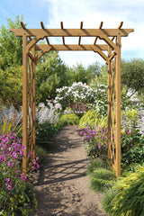 Vita Heartwood Cedar Wood Arbor, 55 inch x 88 inch, FSC, Golden Brown, Opening Width 51 inches, Garden Décor Shade Arch, VA68897 Vita