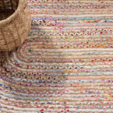SAFAVIEH Area Rug 3x5 Oval - Cape Cod Collection - Beige & Multi, Handmade Jute & Cotton, Woven Braided Design (CAP202B) SAFAVIEH