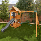 KidKraft Sterling Falls Wooden Swing Set/Playset with Clubhouse, Mailbox, Slide and Play Kitchen KidKraft