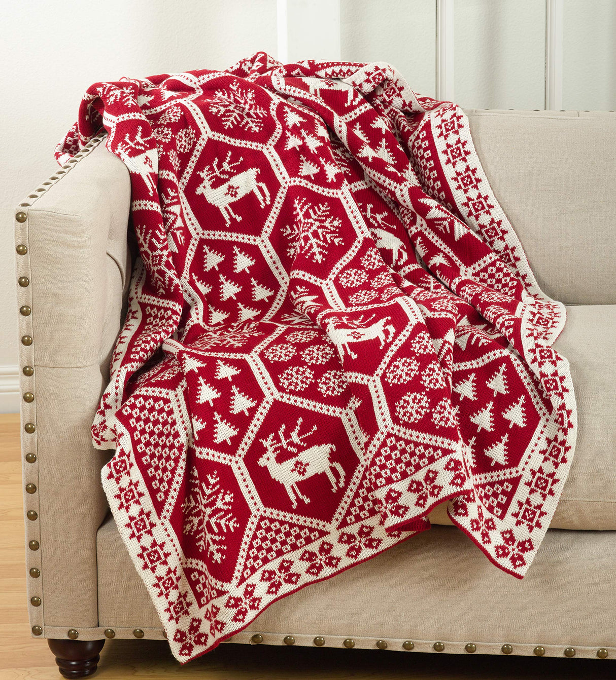 SARO LIFESTYLE Christmas Knit Throw Blanket, 50"x60", Red SARO LIFESTYLE