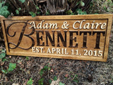Personalized Family Name Sign Personalized Wedding Gifts Wall Art Rustic Home Decor Custom Carved Wooden Signs Couples 5 Year Wood Anniversary Gift 3D Woodworker