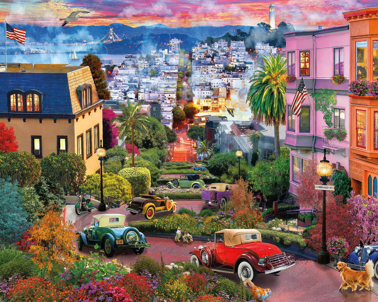 Ceaco - David Maclean - Colorful Lombard Street - 1000 Larger Sized Piece Jigsaw Puzzle Ceaco