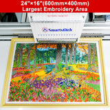 Smartstitch S1501 Plus Beast Embroidery Machine with 15 Needles,24"x16" Large Embroidery Area,1200SPM Max Speed,12" Touch Screen, Wifi available, capable of embroidering on Cap, T-shirt, Flat and more smartstitch
