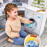 KidKraft Ultimate Corner Wooden Play Kitchen with Lights & Sounds, Play Phone and Curtains, White KidKraft