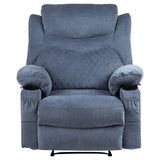 Comermax Fabric Massage Recliner Chairs with Heat Massaging Manual Reclining Chair Overstuffed Heated Recliners with Cup Holders for Adults Blue Comermax