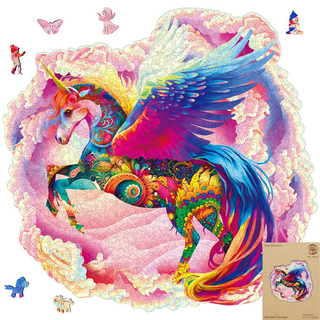 MYS Aurora Wooden Jigsaw Puzzles for Adults, Unicorn Jigsaw Puzzles 925 Pieces, Unique Animal Shaped Wooden Puzzles for Adults and Kids, Family Game 23.3x22.5 Inch Mys Aurora