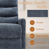 Manual Swivel Rocker Recliner Chair for Adults, Overstuffed Reclining Glider Chair for Nursing with Vibration Massage & Heat, Living Room Rocking Recliner 3-Stage backrest, Chenille Fabric Blue EZZUP