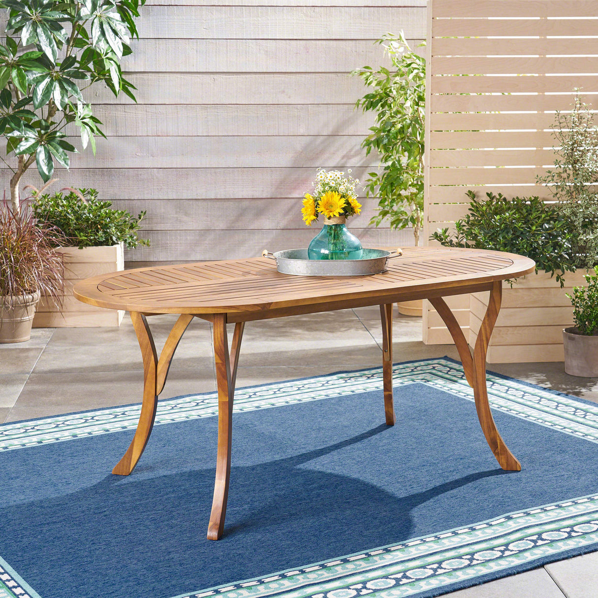 Christopher Knight Home Baia Outdoor 70" Oval Acacia Wood Dining Table, Teak Christopher Knight Home