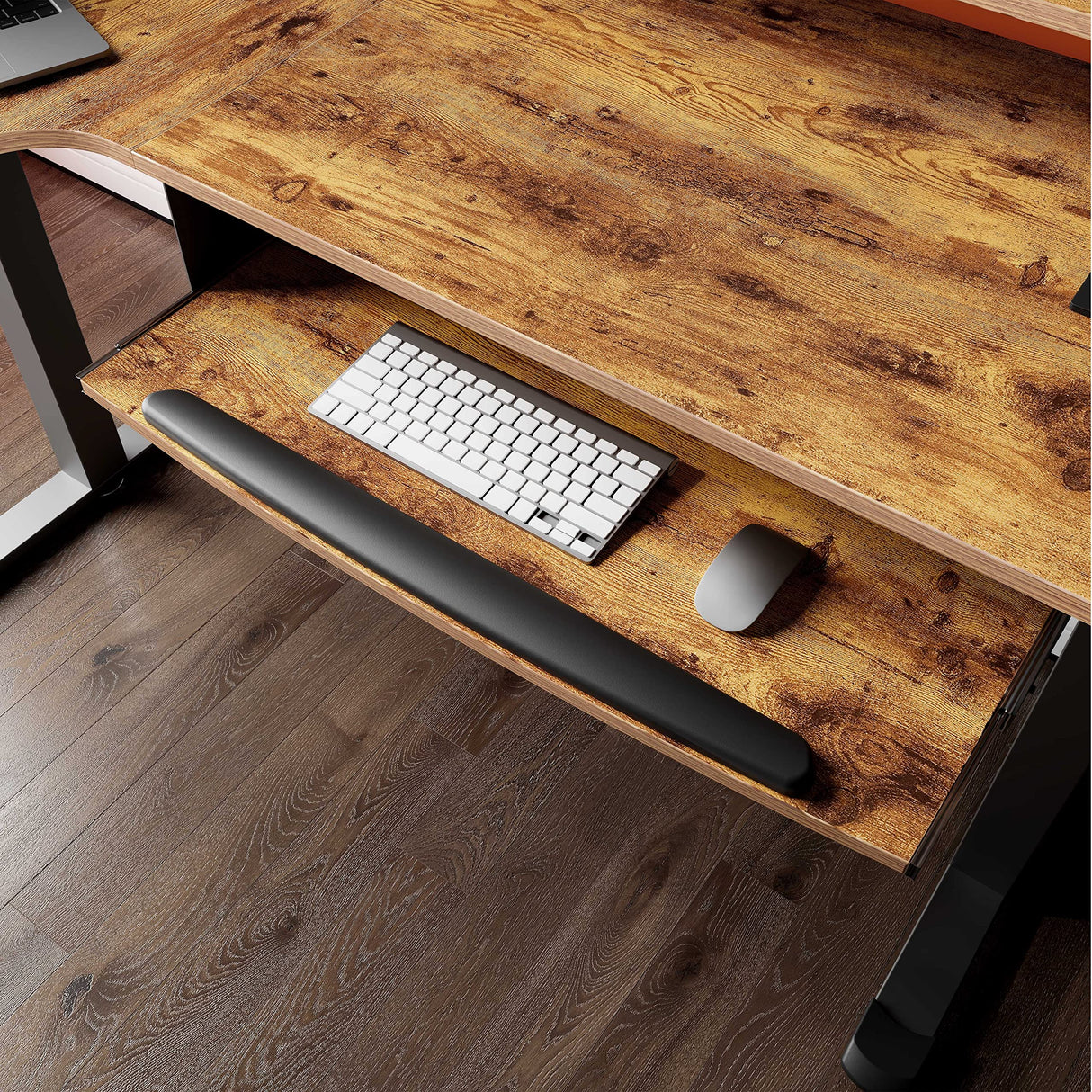 EUREKA ERGONOMIC Standing Desk with Keyboard Tray, Computer Desk, 61" L Shaped Electric Adjustable Height Desk w Monitor Stand LED, Corner Sit Stand Desk Gaming Desk, Dual Motor,Left/Rustic Brown EUREKA ERGONOMIC