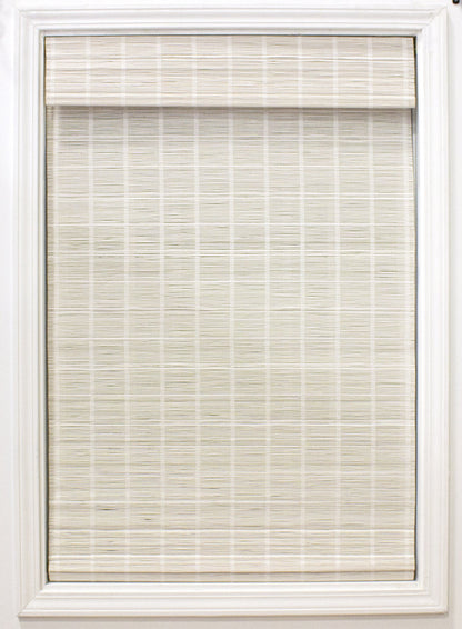 Radiance Cordless White Bamboo Roman Shades - 34" W x 64" L, Perfect for Inside & Outside Mount - WoodArtSupply