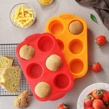 MONGSEW 2PCS Silicone Muffin Cupcake Pan Molds, 6-Cavity Non Stick Silicone Muffin Pans for Baking Muffin, Cupcakes, Brownies and More, Food Grade and BPA Free (Orange and Red) MONGSEW