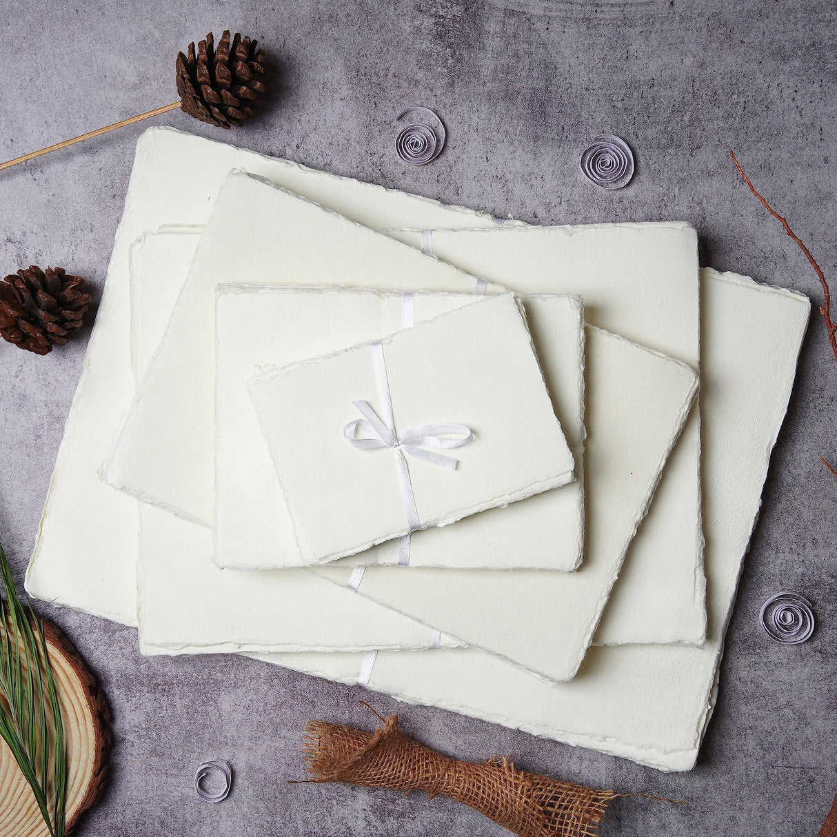 LEATHER VILLAGE Watercolor Paper - 6 X 4 inches, 50 Sheets - Mixed Media Watercolor Paper - 150 GSM Thick Deckle Edge Virgin Cotton Handmade Paper - Off White LEATHER VILLAGE
