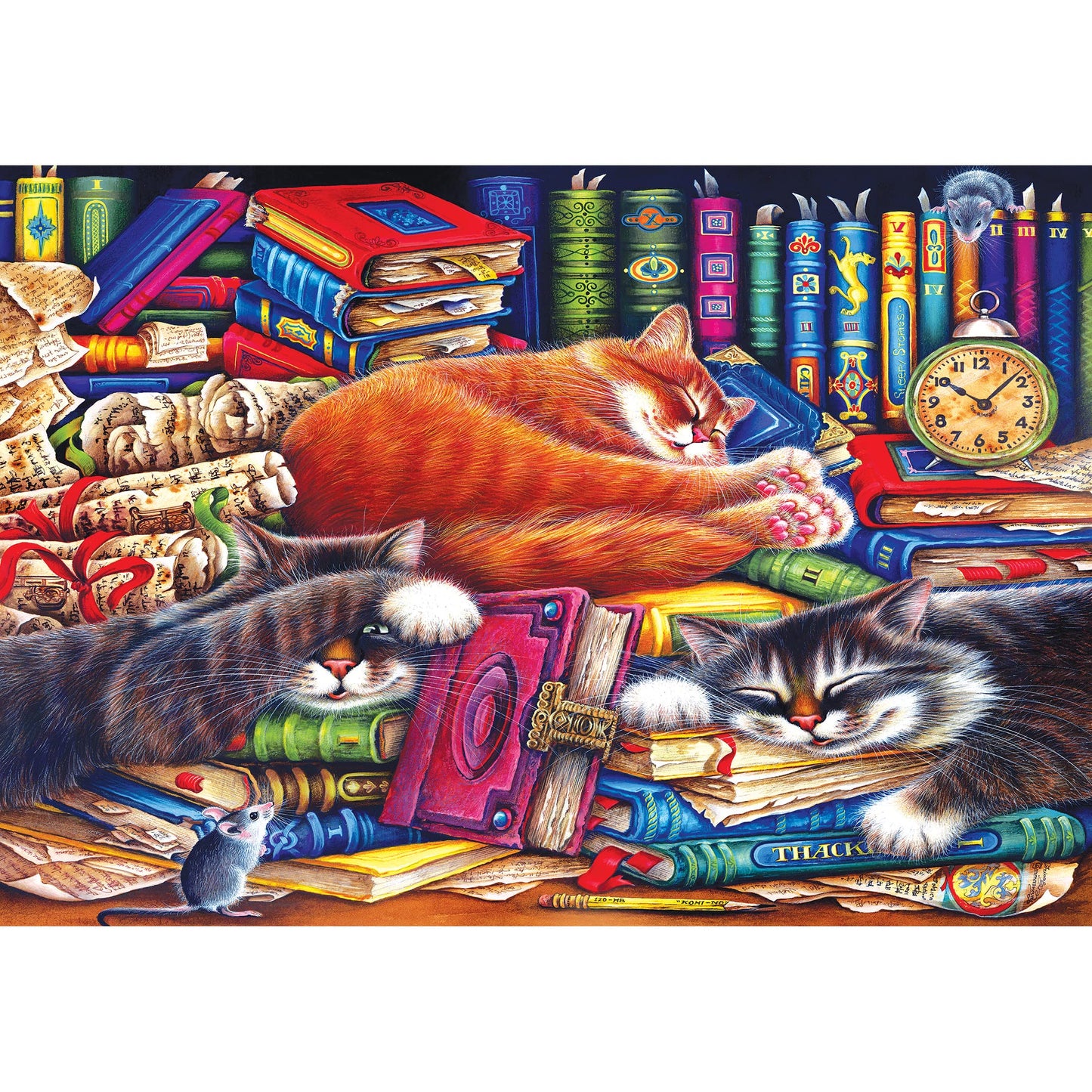 RoseArt - Kodak Premium - The Old Book Shop Cats - 1500 Piece Jigsaw Puzzle for Adults