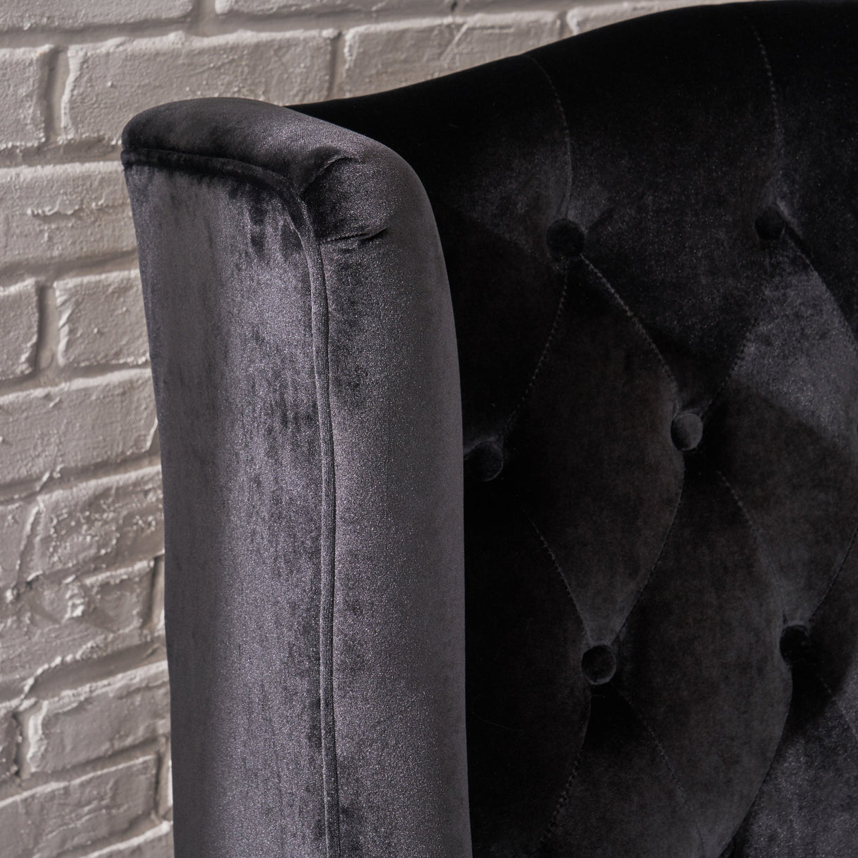 Christopher Knight Home Leora Modern Glam Tufted Velvet Wingback Loveseat, Black / Dark Brown Christopher Knight Home