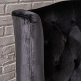 Christopher Knight Home Leora Modern Glam Tufted Velvet Wingback Loveseat, Black / Dark Brown Christopher Knight Home