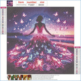 JFYHAB 5D Beach Diamond Art Kits for Adults Beginners, Angel Fairy Diamond Painting Kits, DIY Full Round Drill Butterfly Paint by Diamonds Dot Gem Art for Adults, Home Wall Decor 12x 12 Inch JFYHAB