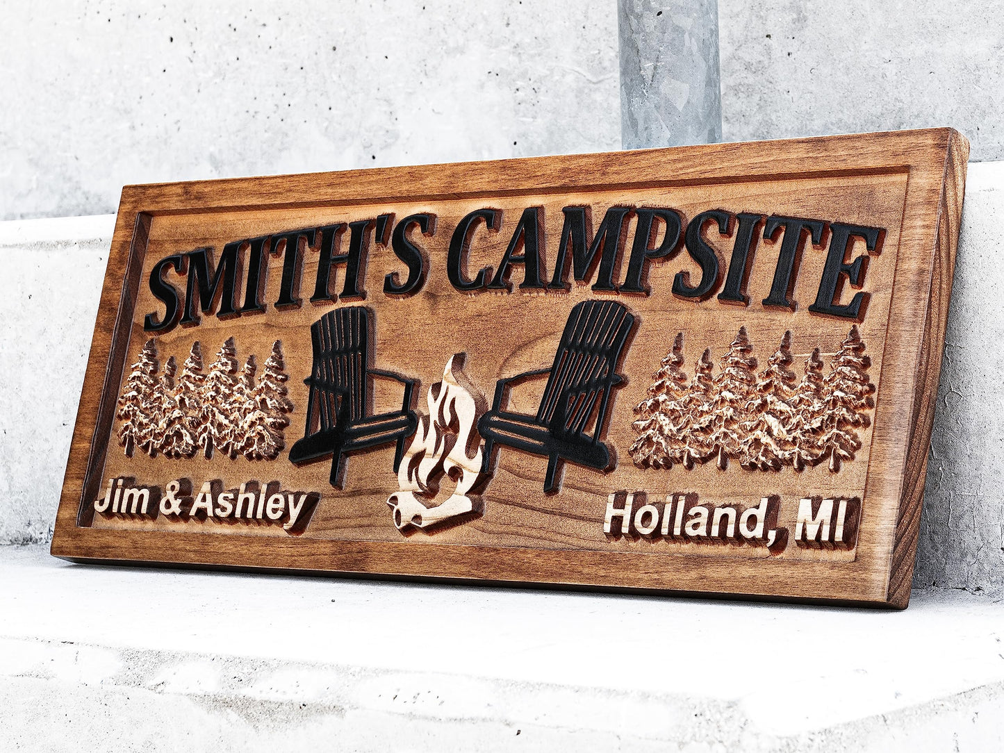 Custom Wood Campfire Sign | Family Name Campsite Sign | Last Name Sign | Personalized Camping Gifts | Fire Pit Sign Cabin Decor Camper Decor - WoodArtSupply