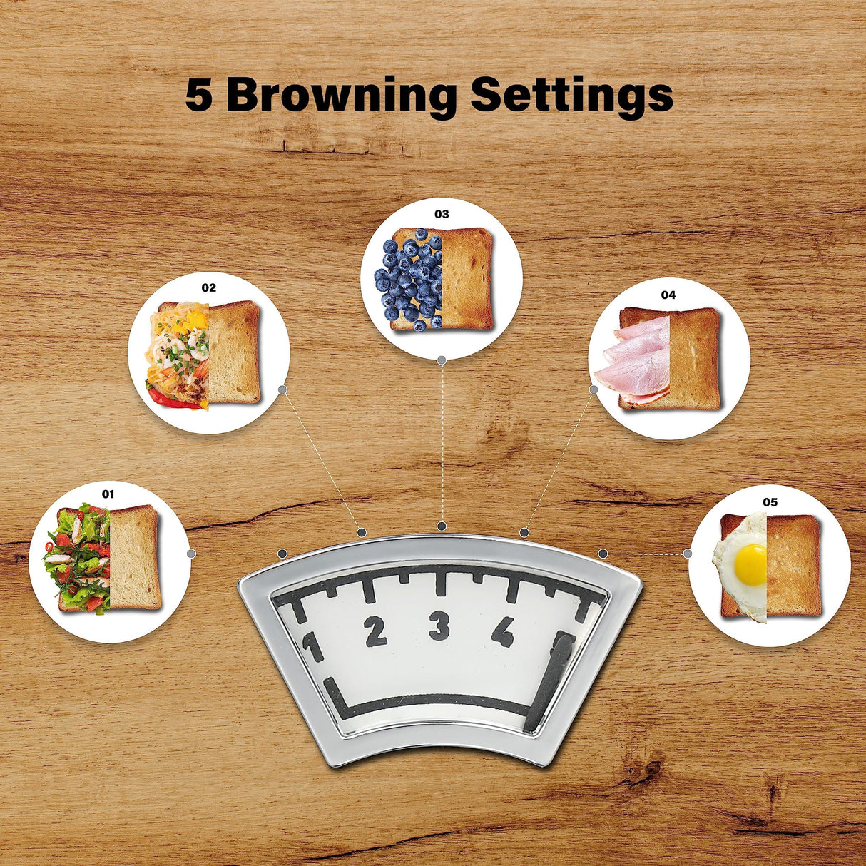 YSSOA 2-Slice Toaster, 5 Browning Setting and 3 Function: Bagel/Defrost/Cancel, Toaster with Extra Wide Slot & Removable Crumb Tray, Black YSSOA