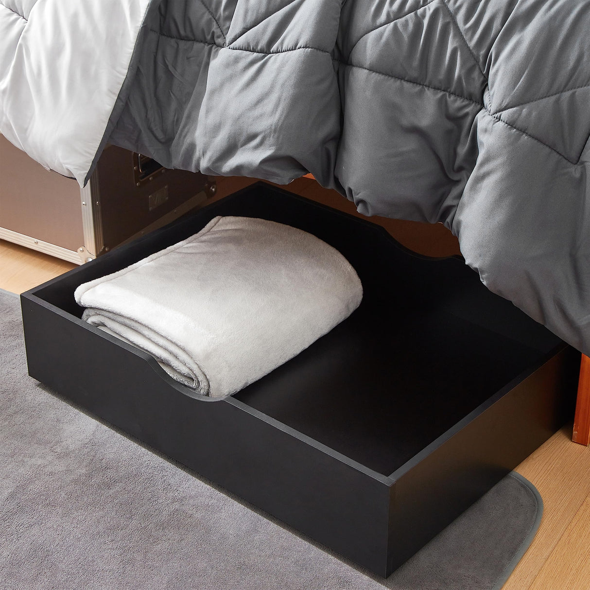 DormCo The Storage MAX - Underbed Wooden Organizer with Wheels - Black DormCo