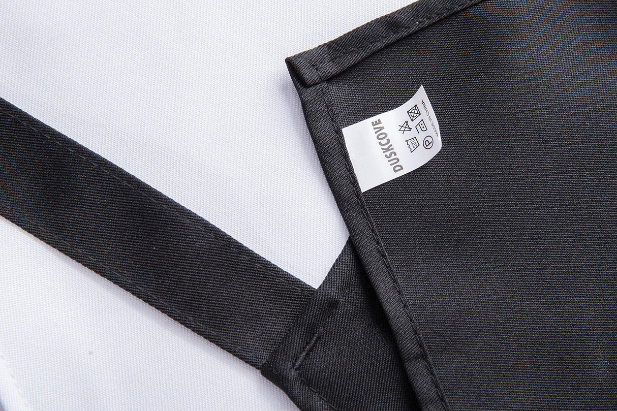 DUSKCOVE 12 Pack Plain Bib Aprons with 2 Pockets - White Unisex Commercial Apron Bulk for Kitchen Cooking Restaurant BBQ Painting Crafting DUSKCOVE