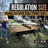 JOOLA Berkshire Outdoor Table Tennis Table - Multi Use Conference Table Dining Table - Concrete Oak Wood Look Includes Steel Outdoor Ping Pong Net Set & Frame - Hybrid Indoor Outdoor Ping Pong Table JOOLA