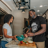 Camco Bamboo Cutting Board with Counter Edge | Perfect for Vegetables, Fruits, Meats, and Cheeses | Measures 18-inches x 14-inches x 1-3/4-inches (43545), Brown Camco