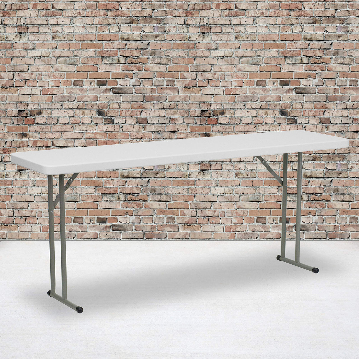 EMMA + OLIVER 6-Foot Granite White Plastic Folding Training and Event Table EMMA + OLIVER