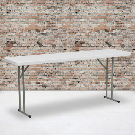 EMMA + OLIVER 6-Foot Granite White Plastic Folding Training and Event Table EMMA + OLIVER