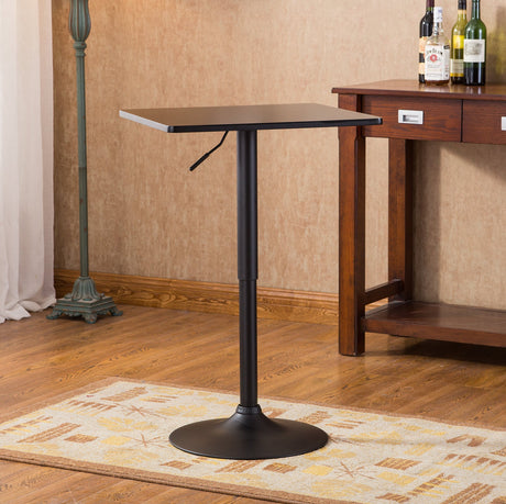 Roundhill Furniture Belham Square Top Adjustable Height with Black Leg and Base Metal Bar Table Roundhill Furniture