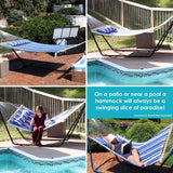 Sunnydaze Quilted Outdoor Hammock with Spreader Bars - Heavy-Duty 450-Pound Capacity Double Hammock for Outside - Catalina Beach Sunnydaze