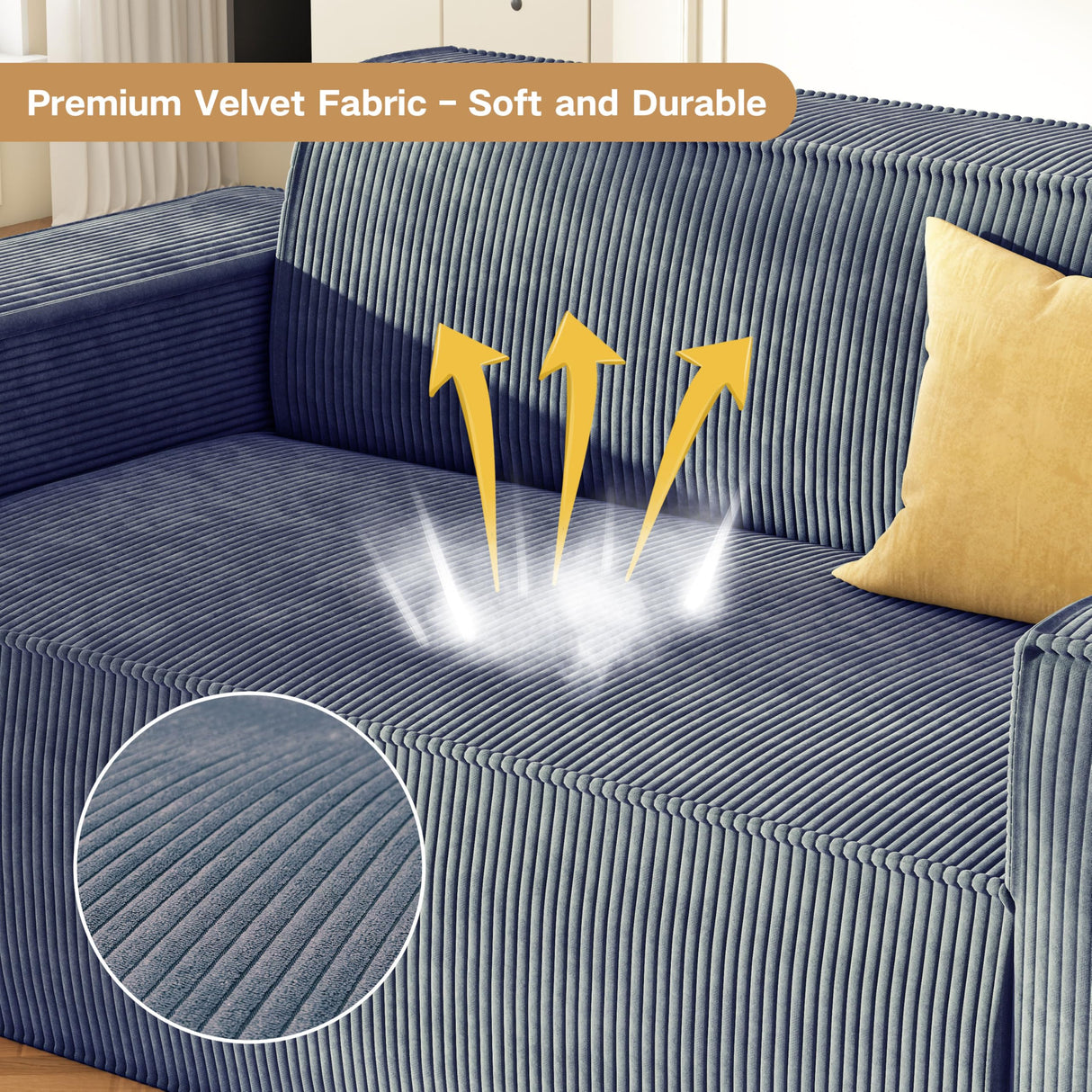 Swbvs Sofa-in-a-Box, Memory Foam 2 Seater Sofa Couch, No Installation & Easy to Move, Modern Living Room Sofa Couch with Corduroy Fabric,Small Love Seat Sofa for Bedroom Apartment Home Office,Grey Swbvs