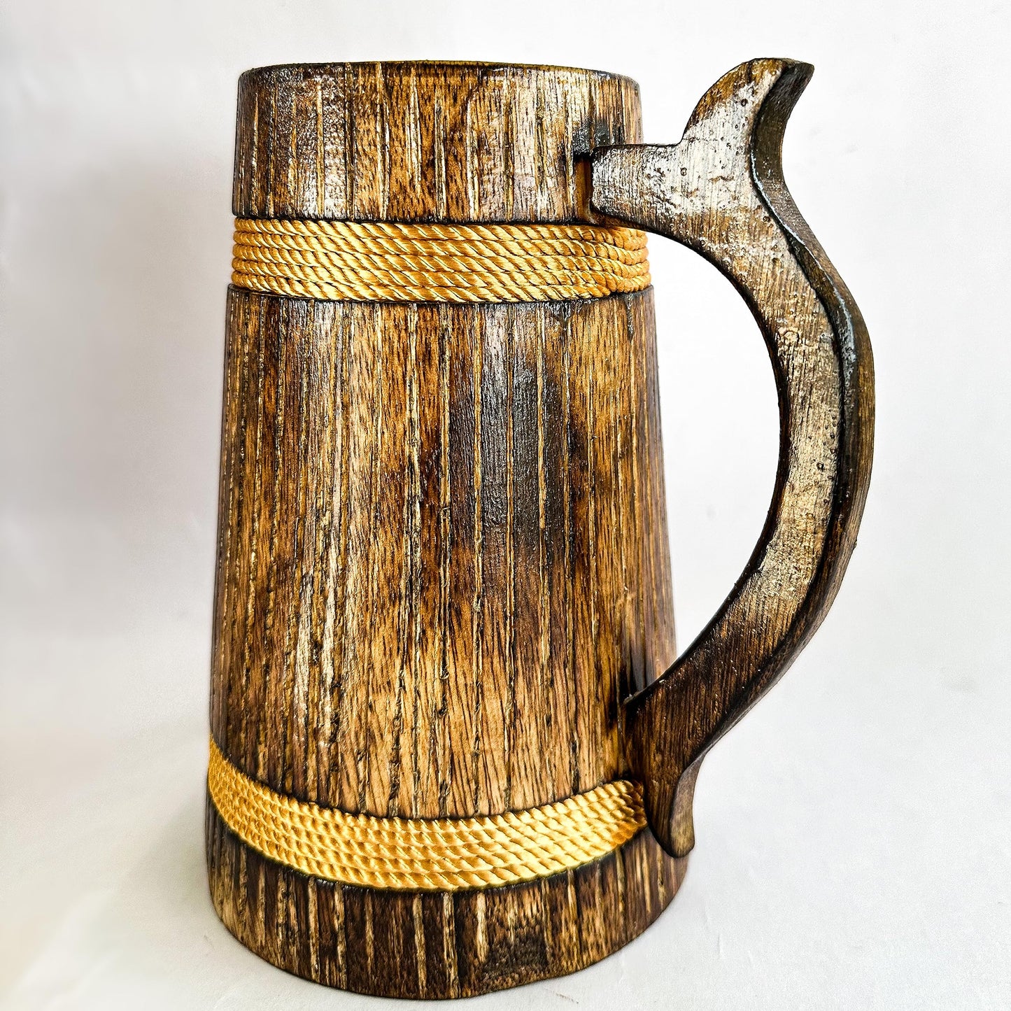 ANTIQUANA Handmade Wooden Beer Mug | Camping Travel Outdoor Mugs for Men | Tea Coffee Cup with Handle | Craft Tankard Drinking Stein - WoodArtSupply