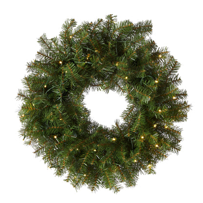 National Tree Company Pre-Lit Artificial Christmas Wreath, Green, Norwood Fir, White Lights, Christmas Collection, 24 Inches