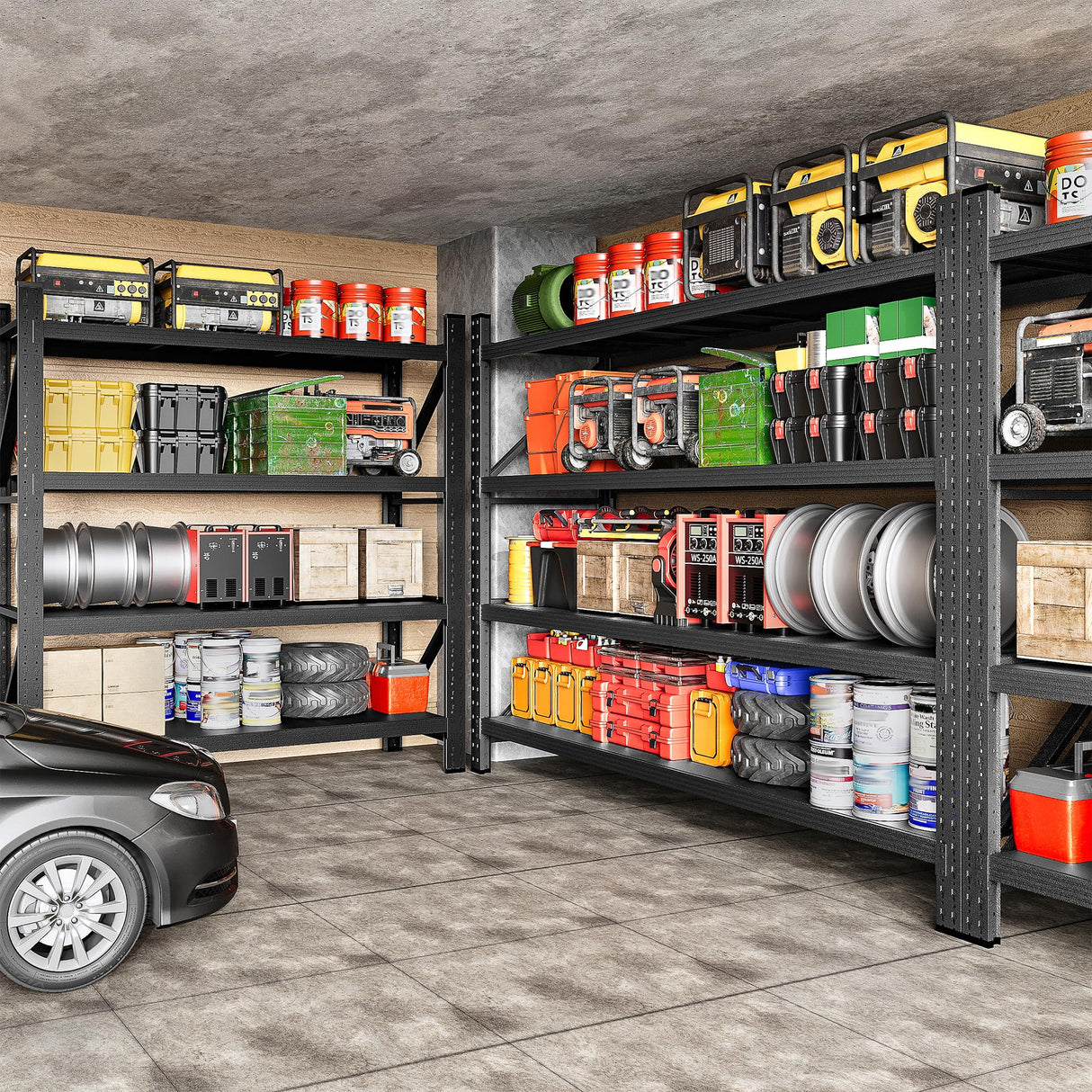 71.3" Wide Heavy Duty Garage Shelving Units,5000LBS Deep Storage Shelves,Black Metal Garage Shelves,Steel Shelf,Large Storage Rack,Industrial Shelving for Shop,Warehouse,Basement,71.3"W x 24"D x 70"H SISESOL