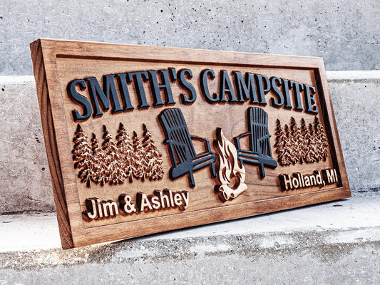 Custom Wood Campfire Sign | Family Name Campsite Sign | Last Name Sign | Personalized Camping Gifts | Fire Pit Sign Cabin Decor Camper Decor - WoodArtSupply