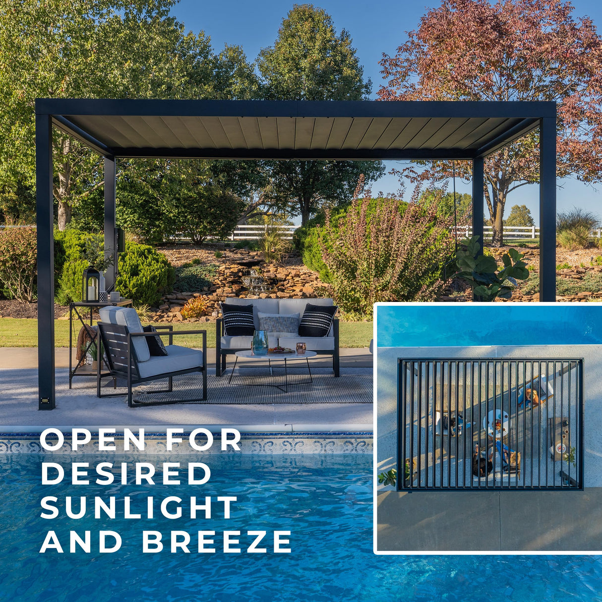 Backyard Discovery Sarasota Steel Louvered Pergola 20 x 10, Outdoor Pergola with Adjustable Roof, Sun and Rain Protection, Easy Installation Pergola Backyard Discovery