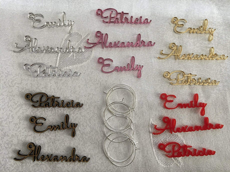FranJohnsonHouse Personalized Wine Glass Charm Small Laser Cut Table Name & Hole Place Card Custom Sign Acrylic Gift Tag Wedding Favors Wooden Place Setting Decor Bridal Party Metal Drink Marker FranJohnsonHouse