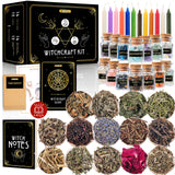 Witchcraft Supplies Kit for Witch Altar 54PCS - Spell Candles for Witches - Crystals Spell Jars for Witches - Herbs for Spells - Beginner Witch Starter Box - Witchcraft Kit Wyspell